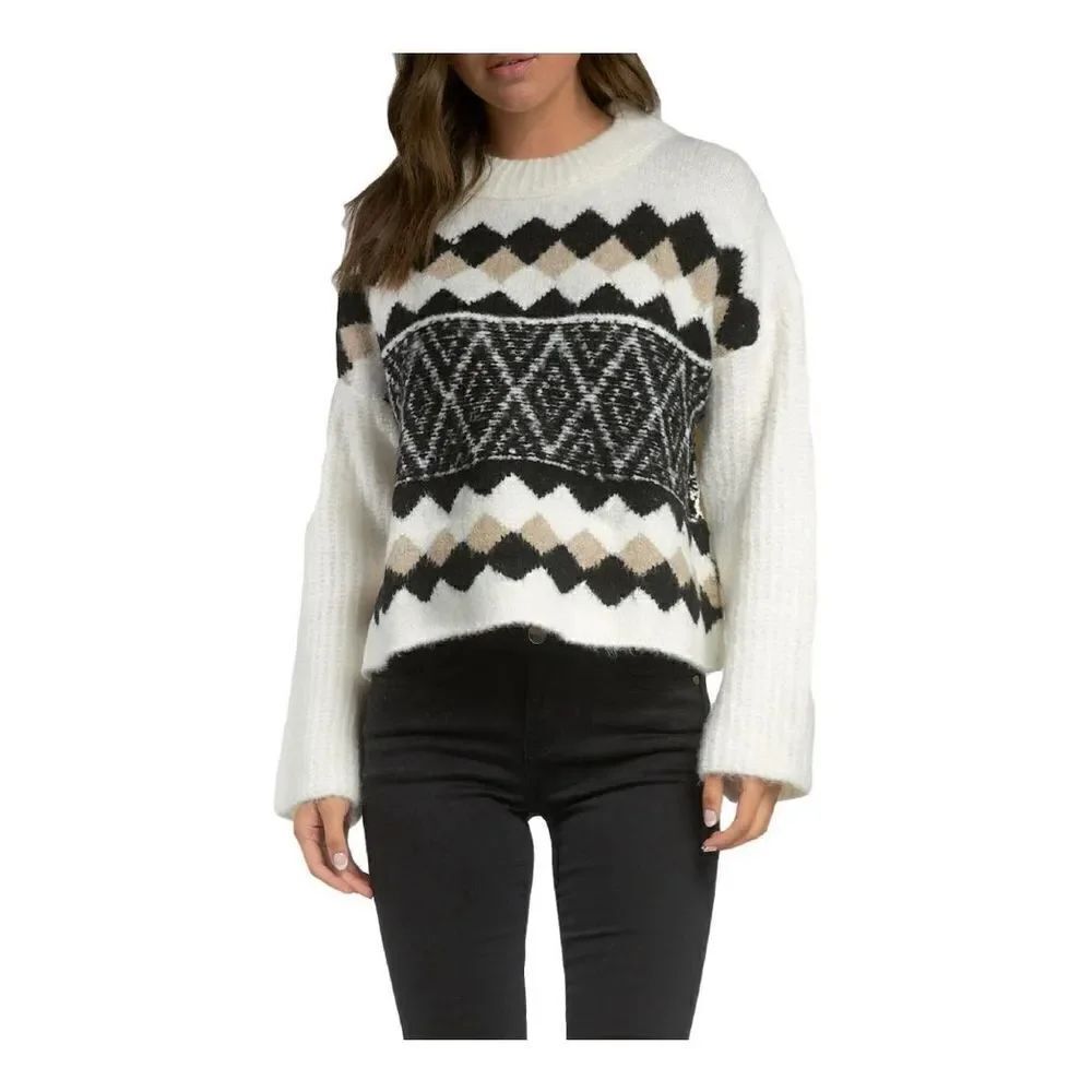 Elan Rock soft oversized L pullover striped triangle sweater